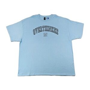 Over Thinker 24:7 2XLarge Blue Spell‎ Out Print T Shirt Confession Acknowledge